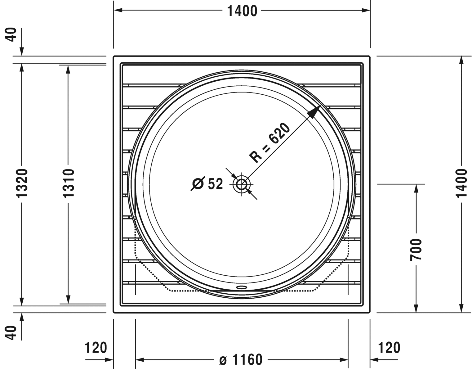 760402..0JS1000 Ванна гидромассажная Blue Moon #760402 1400 x 1400 мм Белый Alpin Duravit - Вид №5