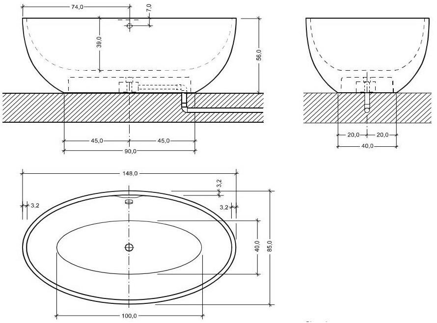 AQUAdesign Отдельностоящая овальная ванна Stone sun-id-1346028 - Вид №2