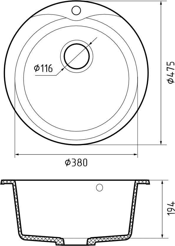 Кухонная мойка Искусственный камень RONDO S657 GranFest R-480-S657 - Вид №2