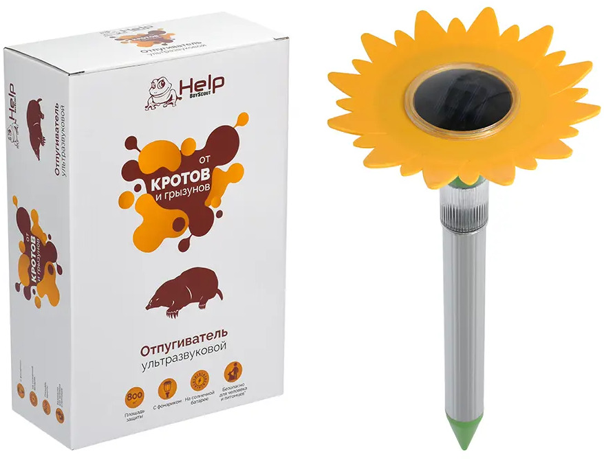 90354730 Отпугиватель Кротов HELP 80411 ультразвуковой с фонариком STLM-0197878