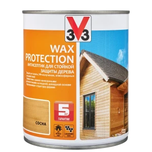 98294351 Антисептик алкидный для дерева V33 WAX PROTECTION с добавлением воска полуглянец сосна 0.9 л STLM-1470891