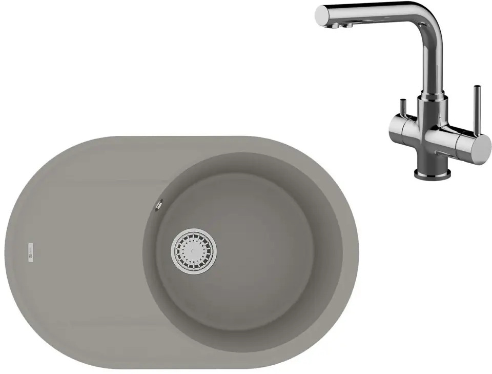 91109765 Врезная мойка Lemark Lacha LM3061C 76x50x18 см кварц цвет серый/хром STLM-0880069