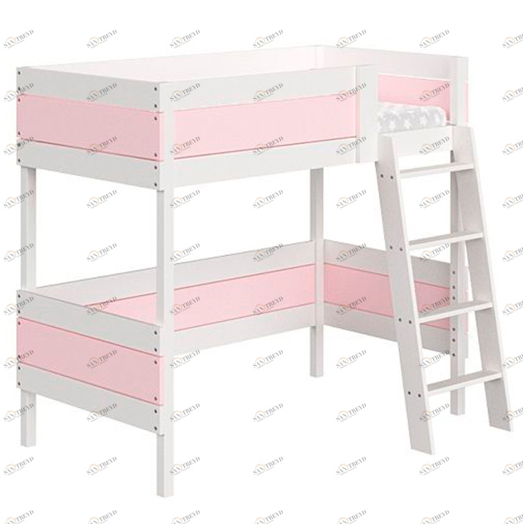 Кровать-чердак Home basic M 80х160 см белая, розовая ELLIPSE ELLIPSE HOME 351768 Белый;розовый Santreyd 