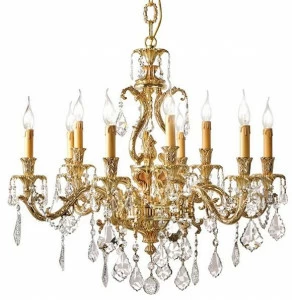 Possoni Illuminazione Французская золотая люстра с пластинами swarovski® Marilyn 790/6+3-sw/p