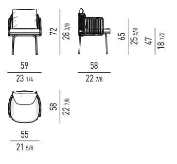 Ткань мягкий открытый стул с подлокотниками Minotti Tape Cord Outdoor ARCH-00022787 - Вид №3