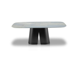 Прямоугольный обеденный стол из мрамора и нержавеющей стали