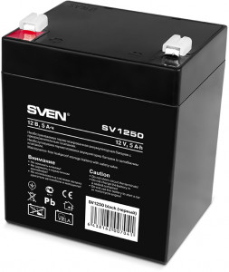 SV-0222005 Battery sv 1250 (12v 5ah), 12v voltage, 5a*h capacity, max. discharging rate of 80a, max. charging rate 1.5a, the type of lead-acid agm, type lead terminal f1 Sven