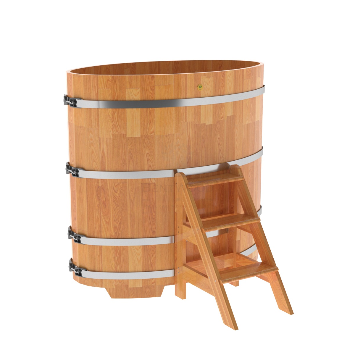 1498 Купель овальная из сращенных ламелей лиственницы 0,80х1,42х1,4 натуральная Alyarus 