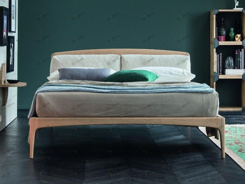 AltaCorte Двуспальная кровать из дуба с мягким изголовьем Ecolab night Lb-zn7381