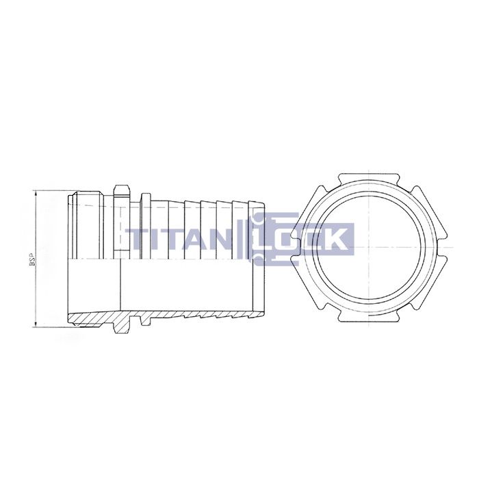 2,5in, штуцер с наружной резьбой под рукав, нерж. сталь, TLSM65SS TITAN LOCK  - Вид №1