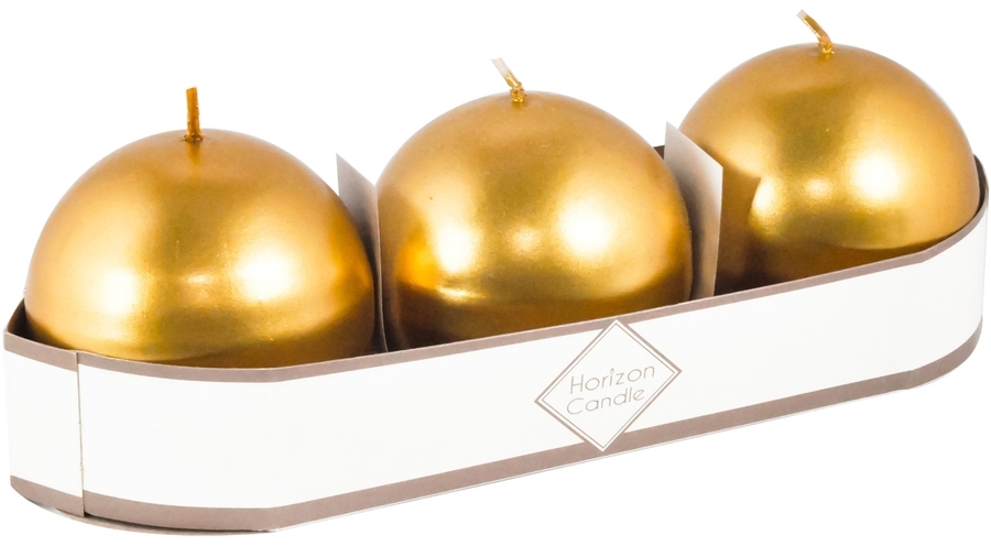 91017978 Свеча Horizon Candles шар d 60 мм 3 шт/уп золотая STLM-0443372 MIR LIGHT