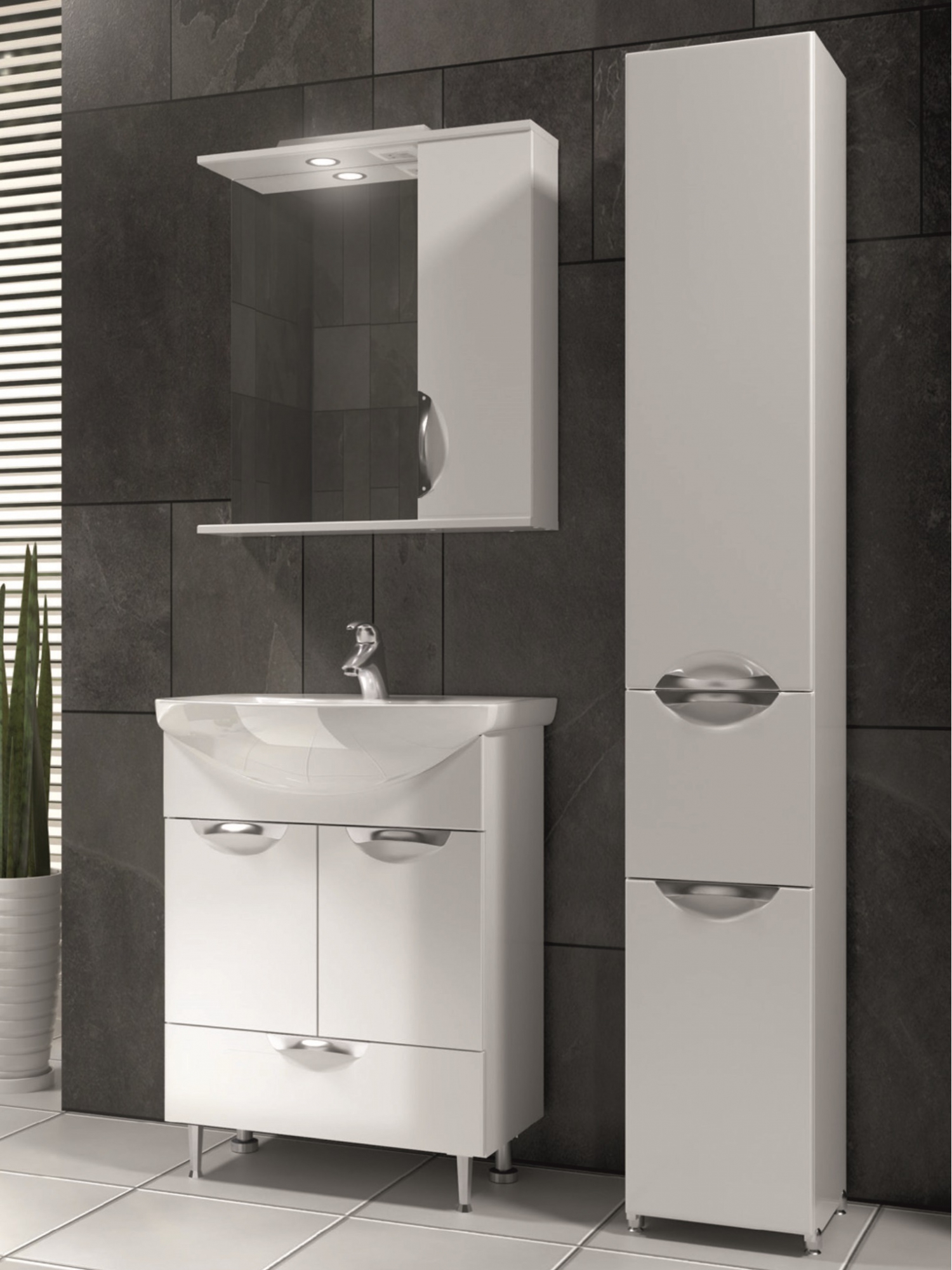 Зеркало Callao 650 правый, со спотом650⨉150⨉700 мм белый VIGO sun-id-664522 - Вид №2