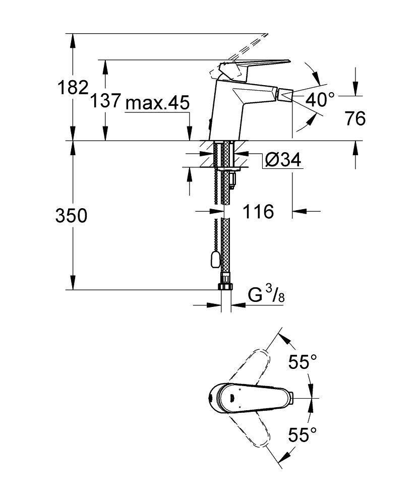 33245002 Смеситель для биде Grohe Eurodisc Cosmopolitan хром - Вид №1
