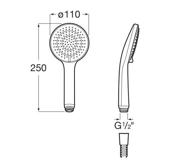 Металлический ручной душ с 3 струями Roca Sensum ARCH-00145821 - Вид №7