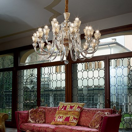 Подвесная люстра Ideal Lux Strauss SP18 золото IDEAL LUX ДИЗАЙНЕРСКИЕ, STRAUSS 109269 Золотой  - Вид №1