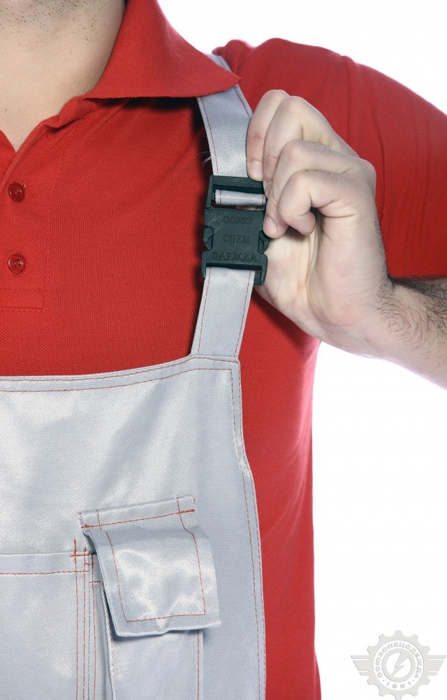 61482 Полукомбинезон "Мастер" красный-светло-серый  Летняя спецодежда  размер 48-50/182-188  - Вид №5