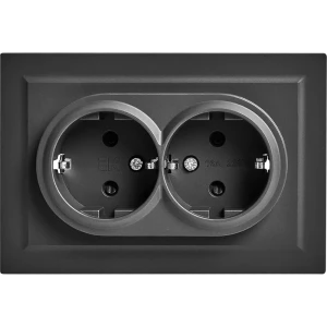 Двойная розетка IEK Brite графит с защитными шторками 87761599