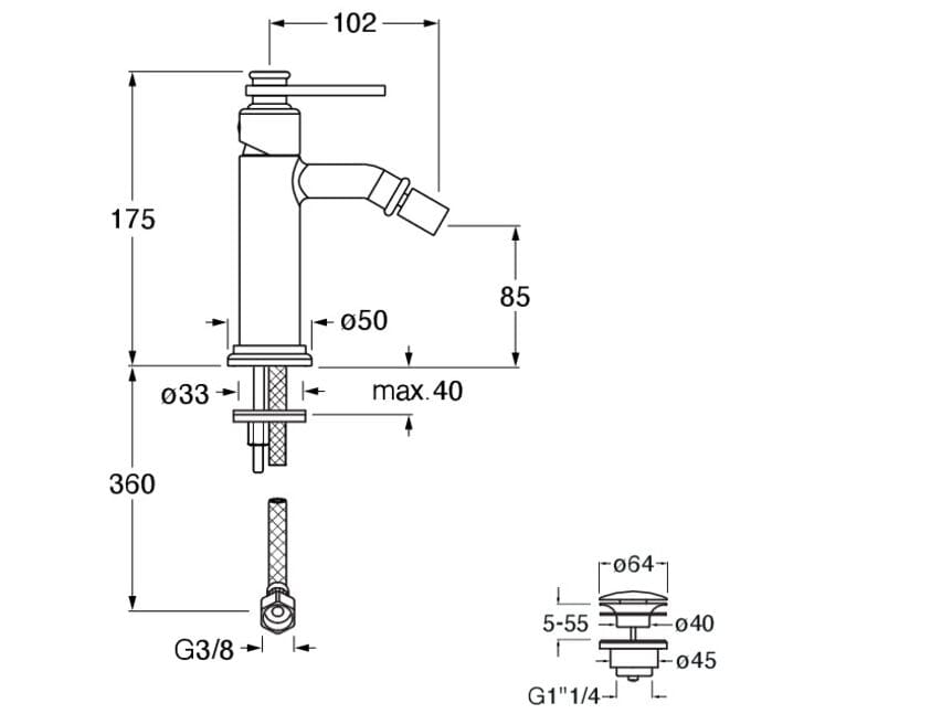 Однорычажный смеситель для биде с поворотным горлышком CRISTINA Rubinetterie Маяк ARCH-00100482 - Вид №1