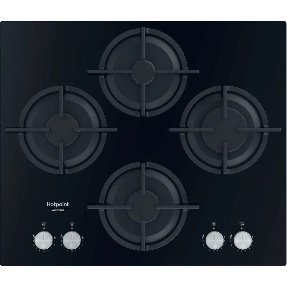 Варочная панель газовая Hotpoint QS 61S/BK 4 конфорки 60x51 см цвет чёрный 84466931 STLM-2063238  - Вид №1