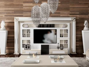 Vismara Design Оборудованная лакированная стена со встроенной подсветкой и подставкой под телевизор. Desire