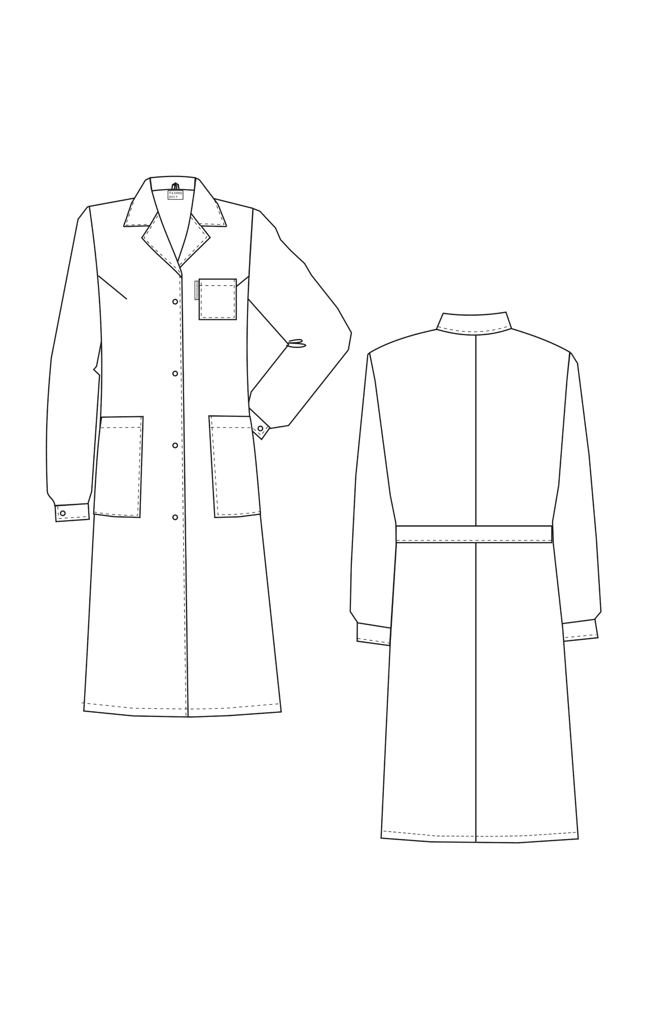 61682 Халат женский темный  Одежда для обслуживающего персонала  размер 60-62/170-176 Спецодежда  - Вид №2