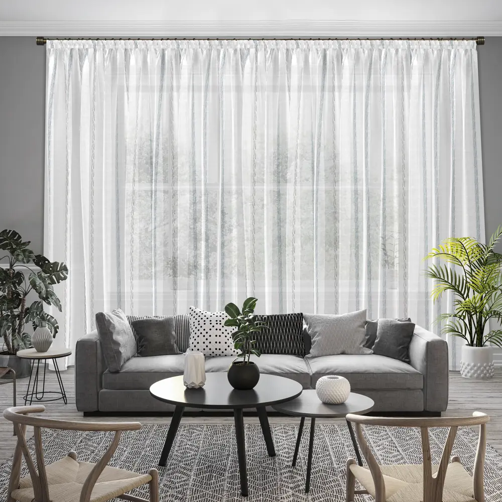 Тюль 1 м/п Полосы батист 300 см цвет синий GARDEN STLM-2114897 - Вид №4