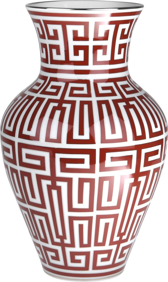 10596331 Richard Ginori Ваза 25см "Минг, Лабиринт" (красная) Фарфор 