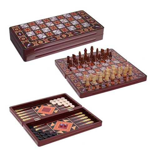 231295 Игра настольная 3 в 1 (шахматы, шашки, нарды) 34 х 16 х 5.5 см Коричневый Santreyd 