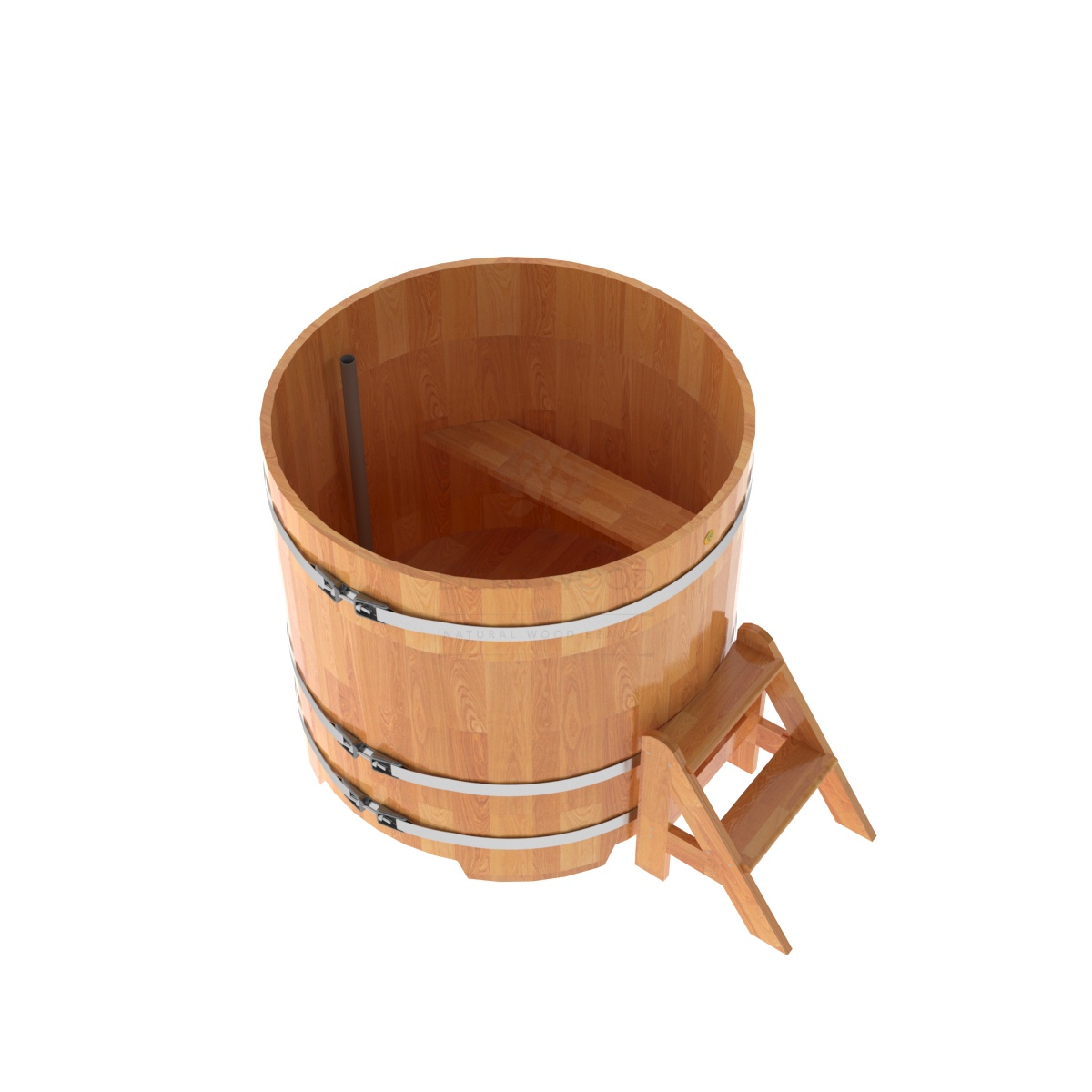 1503 Купель круглая из сращенных ламелей лиственницы d=1,17х1,1 натуральная Alyarus  - Вид №1