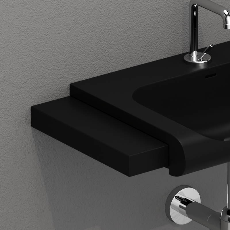 341531 Столешница из керамики 12x35,5 цвет Черный бархат Kerasan Inka project Италия