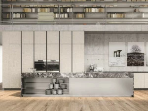 Elmar Модульная кухня с островом из алюминия и мрамора Easy