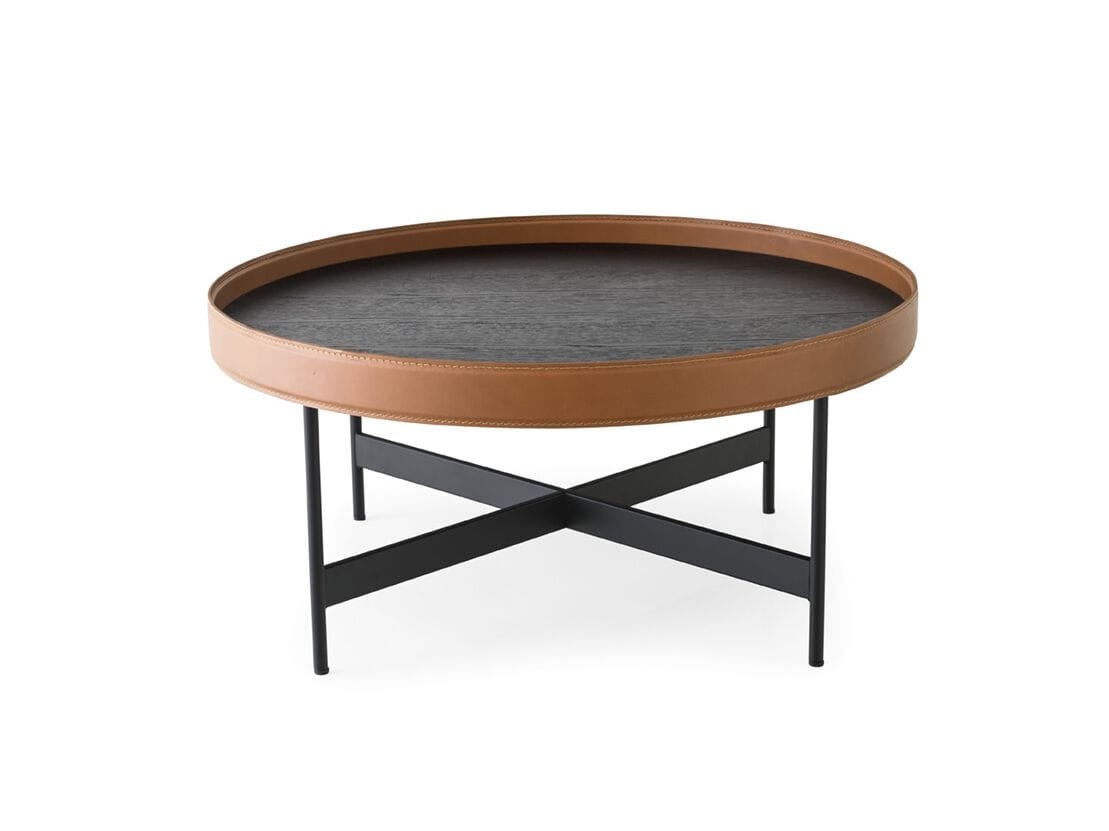 Круглый деревянный журнальный столик с кожаными деталями Calligaris ARENA ARCH-00067248