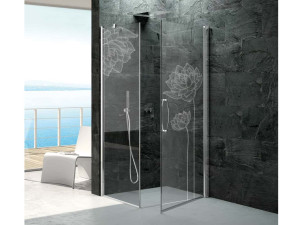 Алюминиевая и стеклянная угловая душевая кабина с распашной дверью