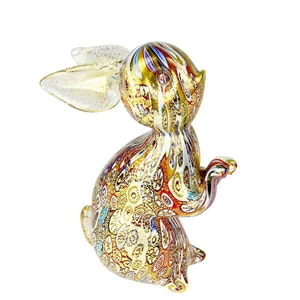 2103 ORIGINALMURANOGLASS Фигурка кролика из муранского стекла с золотом и мурринами миллефиори  см