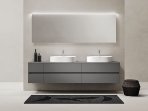 Деревянный подвесной двойной умывальник с ящиками