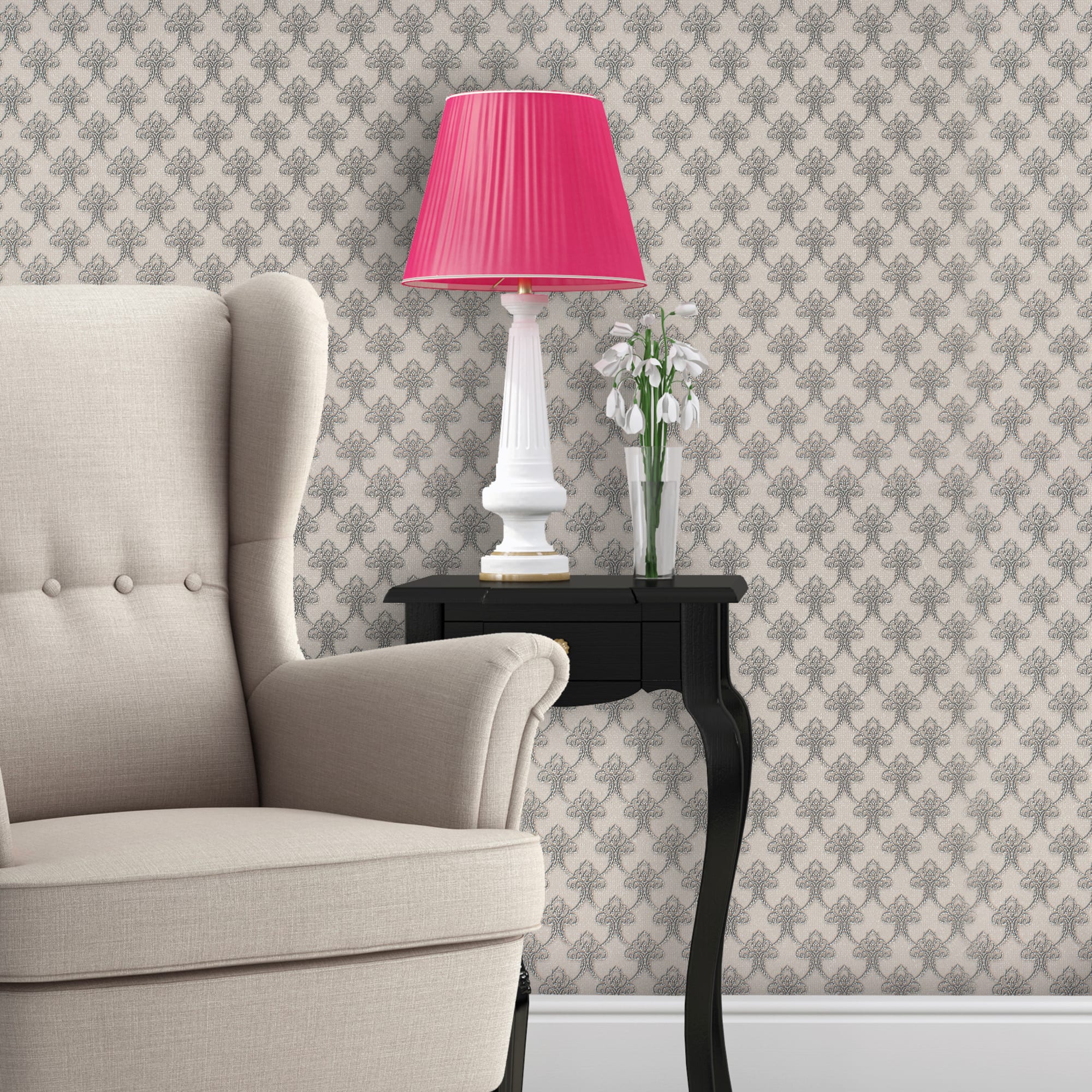 82938308 Обои бумажные Гомельобои серые 0.53 м 9119-21 Жаклин Santreyd - Вид №2