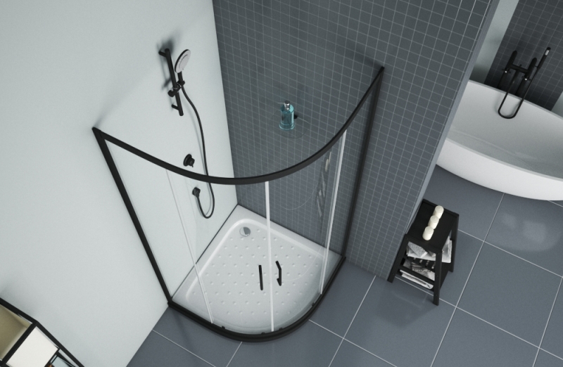 Душевое ограждение две раздвижные двери (без поддона) BLACKLINE BS090.1201B bravat  - Вид №1