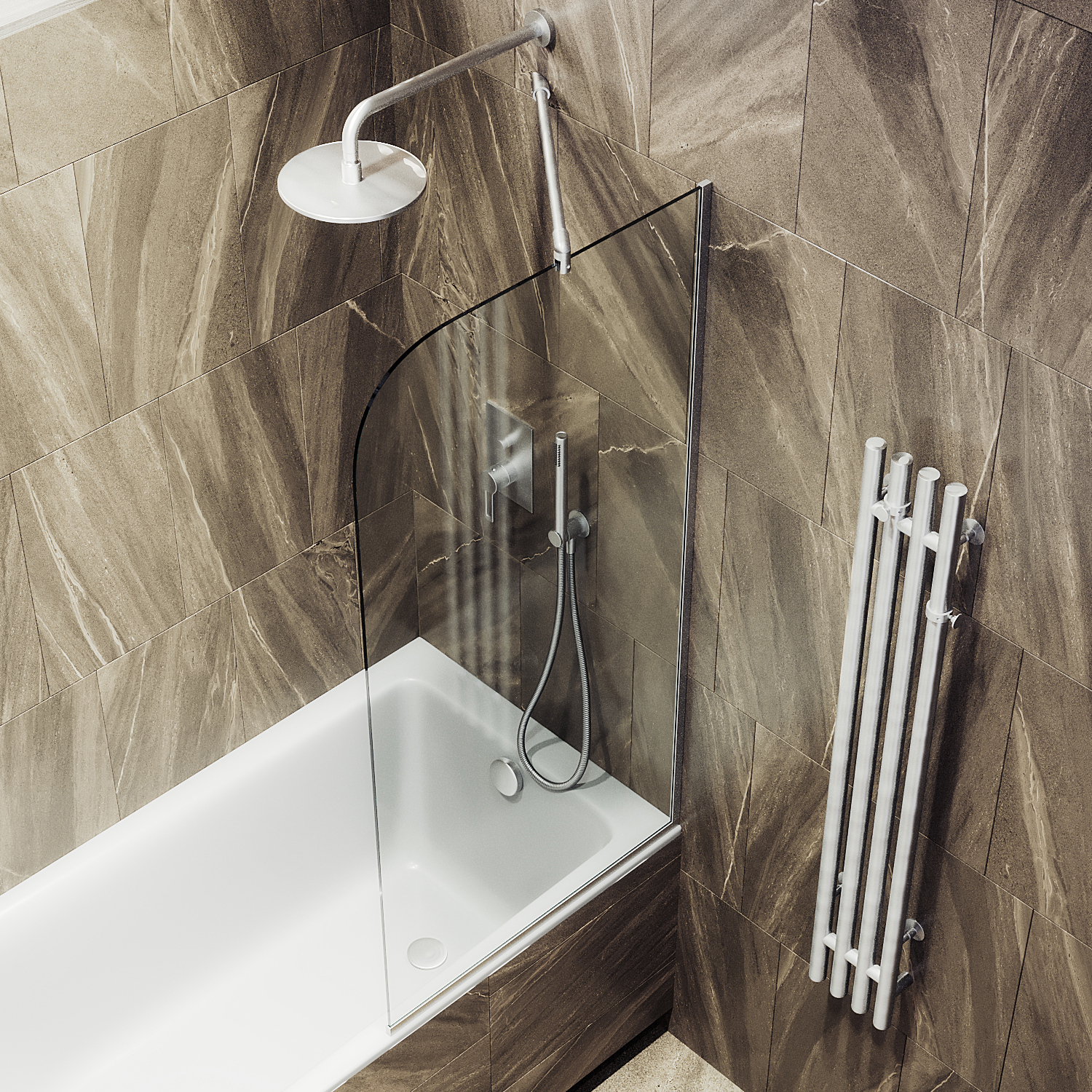 Шторка для ванны в узком профиле ST-248-5у Public Steel