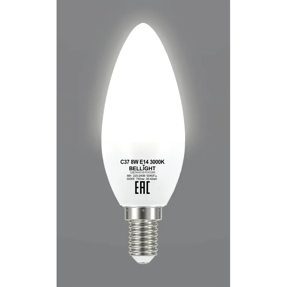 BELLIGHT LED-лампа E14 свеча 8Вт теплый свет для экономного освещения 86170886 STLM-0066666 - Вид №2