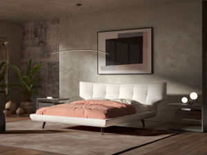 Двуспальная мягкая кровать из ткани