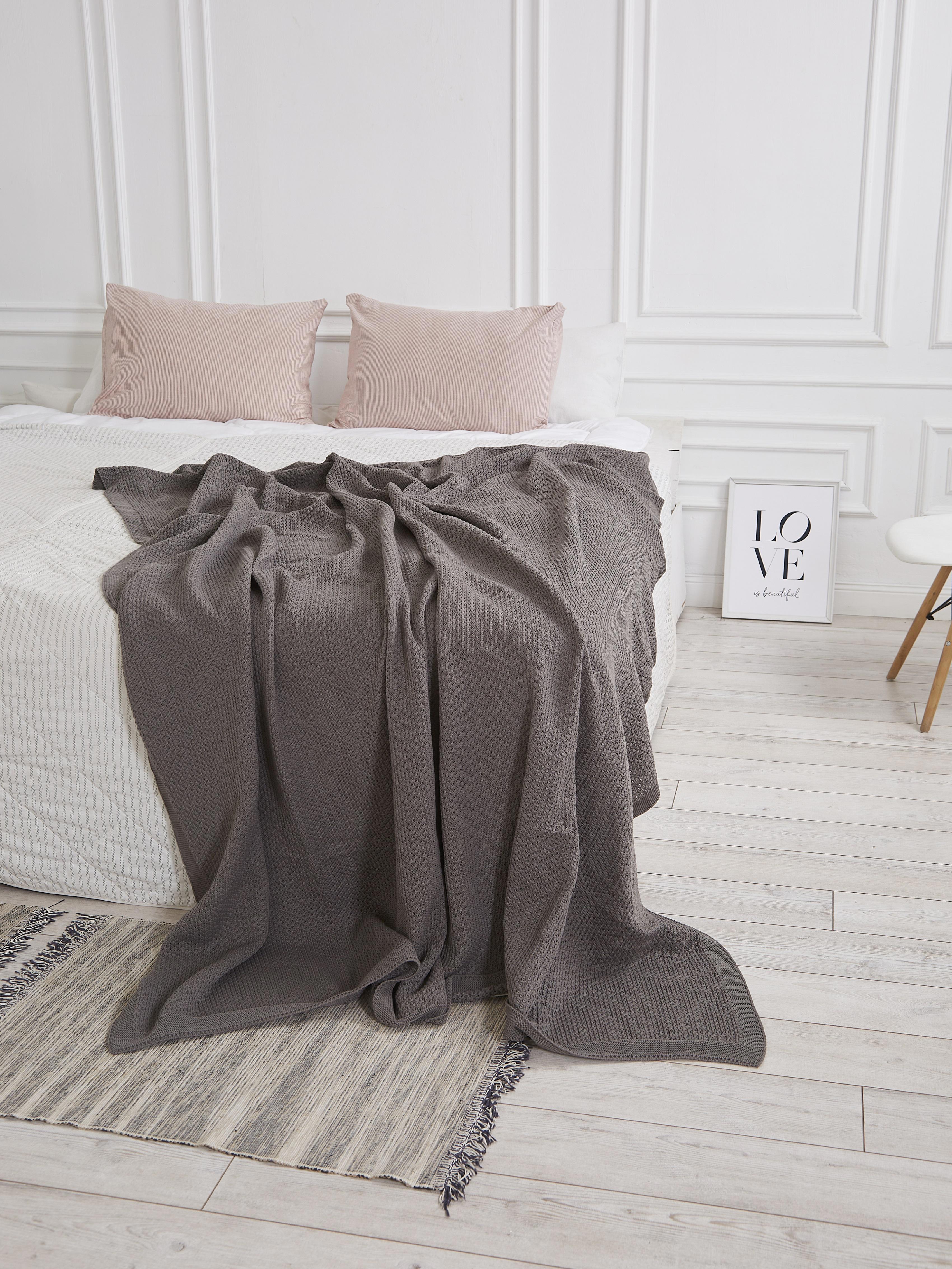 90324887 Плед-покрывало темно-серый 200x220 см Honeycombs STLM-0185114 ALMAFORHOME