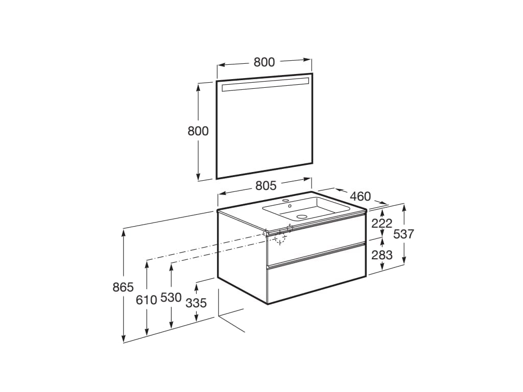 Деревянный умывальник с зеркалом и встроенной раковиной Roca UNIK A8515 / A8518 ARCH-00035896 - Вид №98