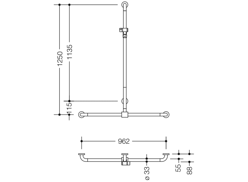 801.35B440 Поручень для душа с выдвижным держателем для душа HEWI Edition matt | Polyamid  - Вид №6