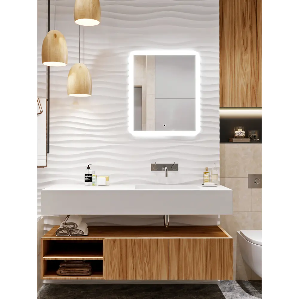 Зеркало OMEGA GLASS «Лион» с LED-подсветкой для ванной 50x60 см 82490266 STLM-0028412 - Вид №6