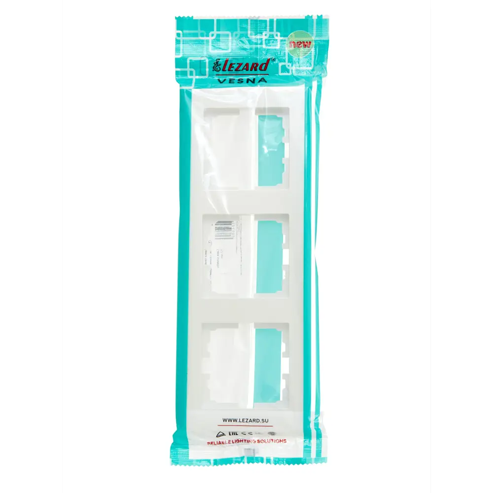 Рамка Lezard Vesna для розеток и выключателей - 3 поста, жемчужно-белая 89337203 STLM-1584184 - Вид №1