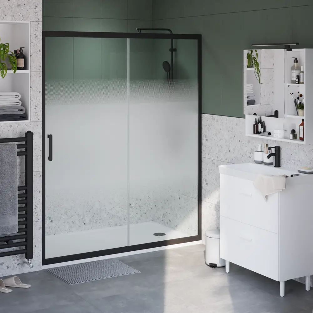 Комплект стекол для раздвижной душевой двери Sensea Easy 150 см стекло с шелкографией, цвет профиля на выбор 83631076 STLM-2081853 - Вид №34