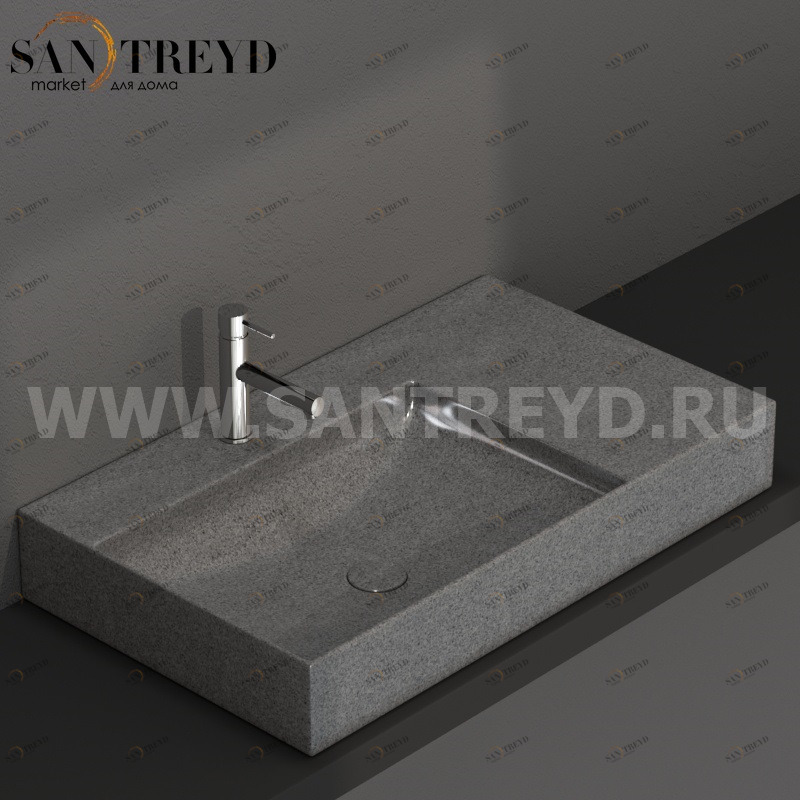 B6R80SPG Подвесная раковина настенная прямоугольная Ceramica Globo T-EDGE серая