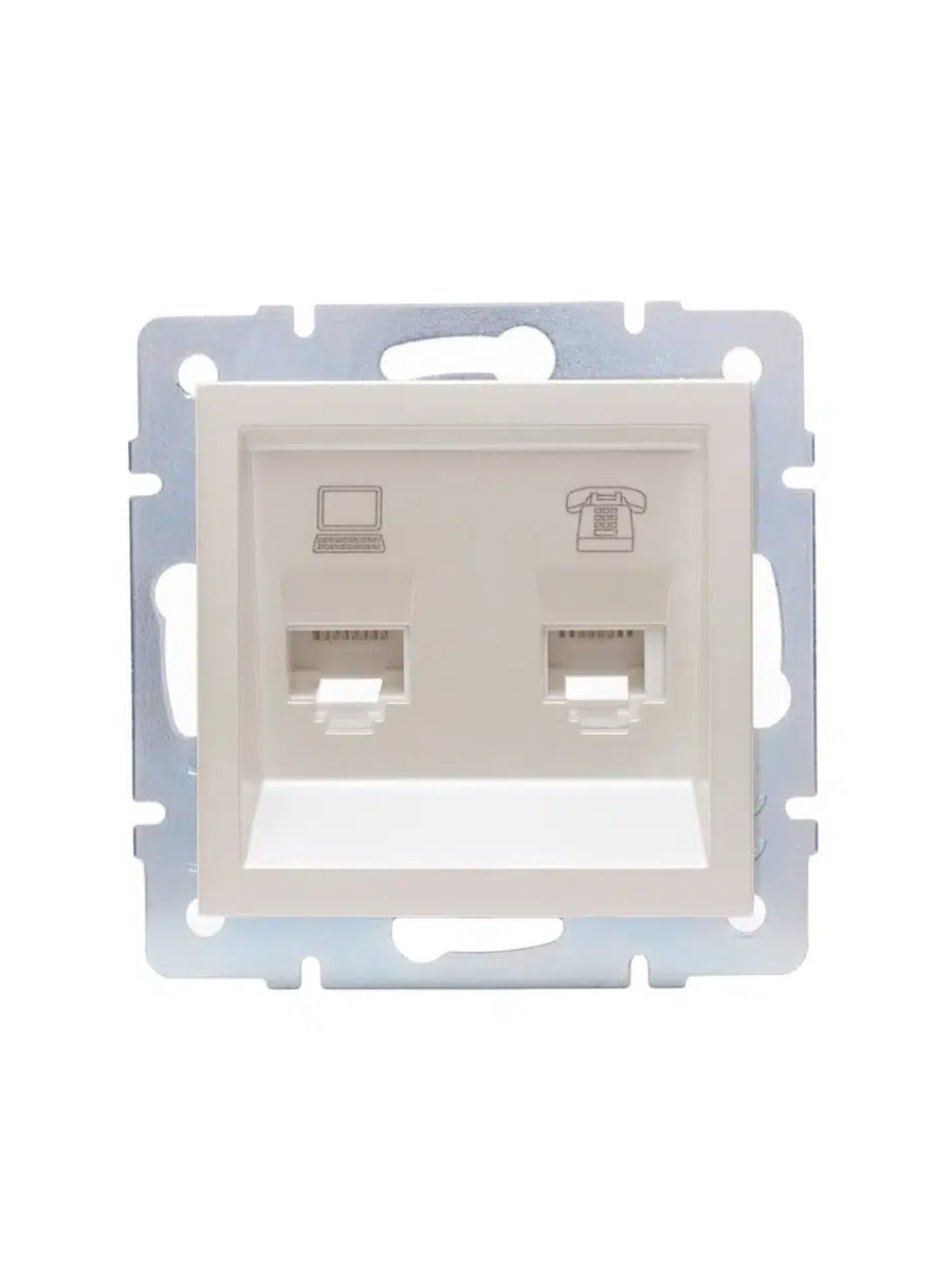 VESNA Розетка компьютер+телефон жемчужный LEZARD 742-3088-143