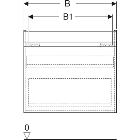 501.904.00.1 Шкафчик для раковины Geberit Renova Plan, с одним выдвижным ящиком и одним внутренним выдвижным ящиком Geberit  - Вид №3