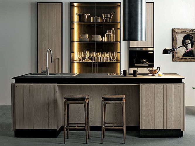 Деревянная кухня с полуостровом Shake Кубическая ARCH-00035560 - Вид №2